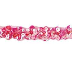 P3506 Floral Beaded Sequin Trim for Sewing & Crafts Fuchsia Pre-Cut 36"