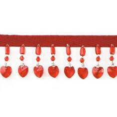 P3510  Red Beaded Heart Trim Pre-Cut 36"