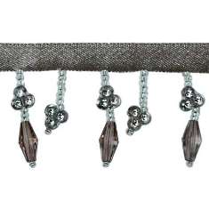 P3516 Grey Fringe Beaded Trim Pre-Cut 36"