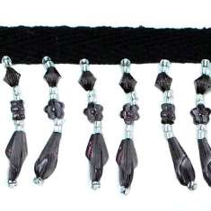 P3534 Black Fringe Beaded Trim Pre-Cut 24"