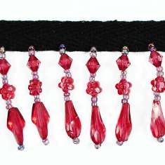 P3534 Purple Wine Fringe Beaded Trim Pre-Cut 24"
