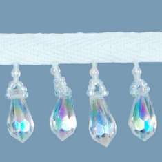 P3540 Crystal AB Fringe Teardrop Beaded Trim Pre-Cut 36"