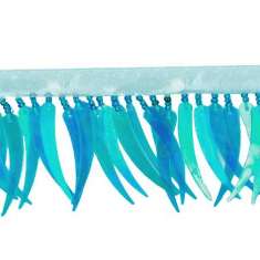 P3898 Turquoise Tusk Beaded Fringe Trim Pre-Cut 24"