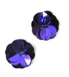 E3998 Set of ( 2 ) Purple Floral Beaded Sequin Appliques 1.75"