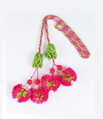 E4406 Fuchsia & Lime  Green Beaded Tassel-tassel,fuchsia,lime,green