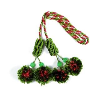 E4406   Green & Fuchsia  Beaded Tassel-tassel,fuchsia,lime,green