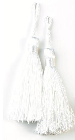 E5524  Set of Two White Tassels 3.75"-tassel,tassels,white