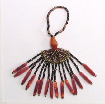 E5587 Multicolor Brick Red Beaded Tassel 3"-multi,color,colored,brick,red,bead,beaded,tassel,tassle