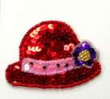 Ladies Hat Sequin Beaded Applique  E5847