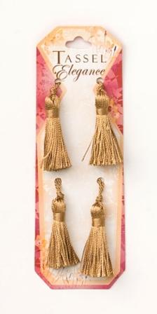 E5970  Set of 4   Beige Brown Mini Tassels 2"