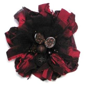 E5981  Wine Multi Floral Beaded Brooch or Applique-wine,multi,floral,brooch,applique