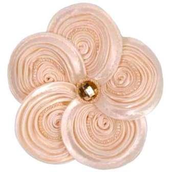 E5984  Creme Victorian Silky Ribbon Flower Brooch 3.5"-sequin,appliques,flower,creme,beaded,motif,brooch