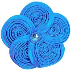 HB4895E Turquoise Victorian Silky Ribbon Flower Hair Bow 3.5"