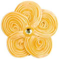 HB4895E Yellow Victorian Silky Ribbon Flower Hair Bow 3.5"