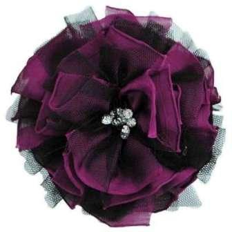 E6001  Dark Purple Flower Rhinestone Brooch  4.75"-brooch,purple,rhinestone,applique
