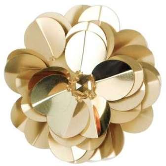E6005 Gold Jewel Floral Sequin Beaded Applique 3.5"-applique,sequin,floral,flower,jewel