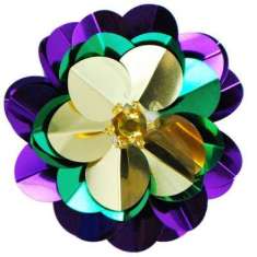 E6005 Mardi Gras Jewel Floral Sequin Beaded Applique 3.5"