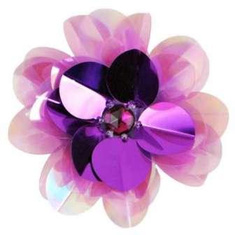 E6005 Purple Jewel Floral Sequin Beaded Applique 3.5"-applique,sequin,floral,flower,jewel
