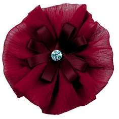 E6019 Burgundy Floral Brooch Clip Applique 4"