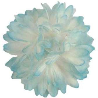 E6021 Organza Mum Lt. Blue Floral  Applique Pin Brooch 4.5"-applique,floral,flower,blue