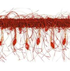 P6264 Beaded Eyelash Trim  Sewing & Crafts  Brick Red Pre-Cut 36"