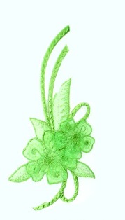 E644  Lime Green Floral Motif Iron On Applique 8"