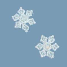 E782c Set of (2) Crystal AB Snowflake Beaded Sequin Appliques 1.25"