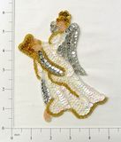 E863 Religious  Angel Sequin Beaded Applique 6"-angel,christmas,religious,embellishment,sequin,beaded,applique,appliques,