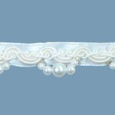 P5601 Scalloped Bridal White Pearl Trim Pre-Cut 36"