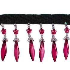 P5610 Purple Wine Beaded Fringe Trim Pre-Cut 36"