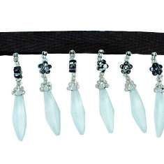 P5610 White Black Beaded Fringe Trim Pre-Cut 36"