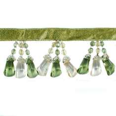 P6050 Tri-Slant Green Fringe Beaded Trim Pre-Cut 36"