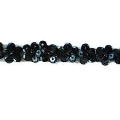 P6093  Floral Beaded Sequin Trim for Sewing & Crafts Black Pre-Cut 36"