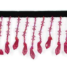 P6105 Home Decor Burgundy Beaded Fringe Trim Pre-Cut 36"