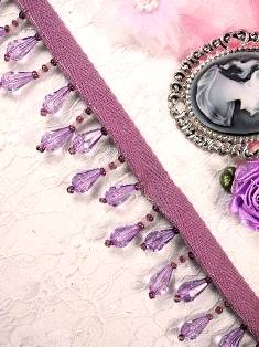 T1003 Purple Teardrop Beaded Fringe Trim