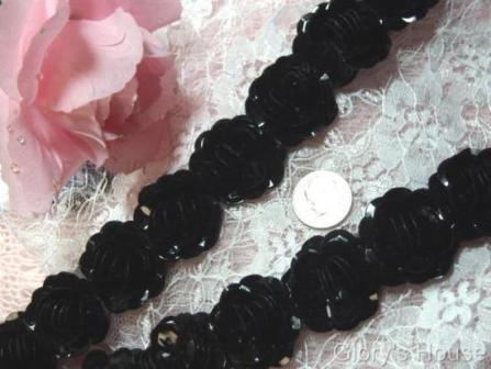 T8280  Black Flower Sequin Appliques or Trim