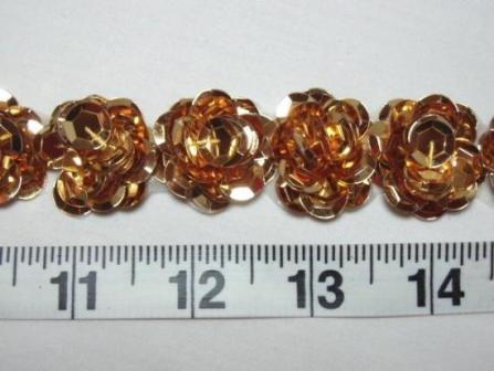 T8280L Gold Flower Sequin Appliques or Trim