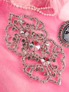 TS43 Silver Crystal Clear Rhinestone Applique Embellishment 6.5"