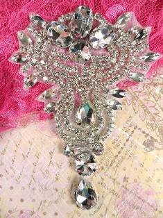 TS55 Crystal Clear Silver Rhinestone Applique 4.75"
