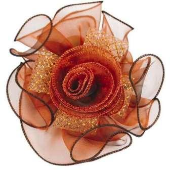 EL6224  Brown Floral Tieback Clip 7"