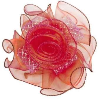 EL6224  Mauve Floral Tieback Clip 7"