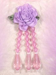VD1  Lavender Floral Dangle Beaded Applique 3"-applique,beaded,lavender,floral,rose,dangle, 