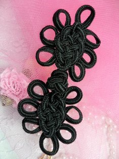 W38 Black Frog Button Closure 3.75"