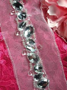 XR101 Reduced Crystal Clear Rhinestone Jewel Beaded Trim 1"