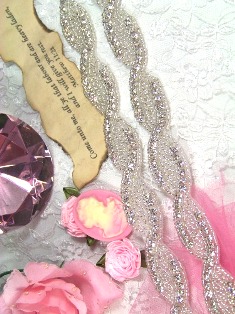 XR21 Braided Silver Beaded Rhinestone Trim 7/8"
