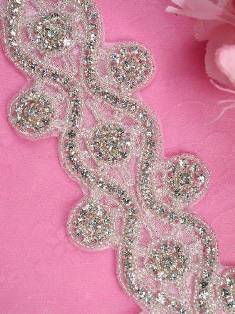 XR92 Eternal Ring Silver Beaded Crystal Rhinestone Trim