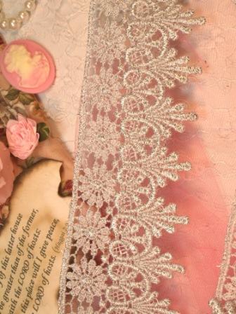 C111 Elegant Silver Metallic Victorian Venice Lace Trim  2.75"