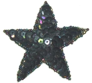 LCBlack AB Star Sequin Beaded Applique  2.5"