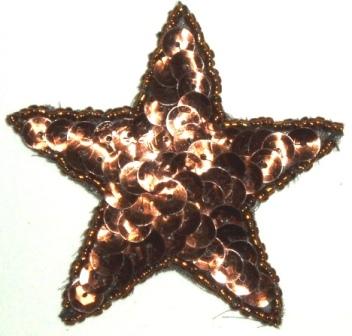 LC354 Bronze Star Sequin Beaded Applique  2.5"