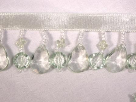 C49  Mint Green Beaded Fringe Trim 1.25"-beaded,fringe,mint,green,trim,motif,victorian,elegant,venise,venice,lace,pearl